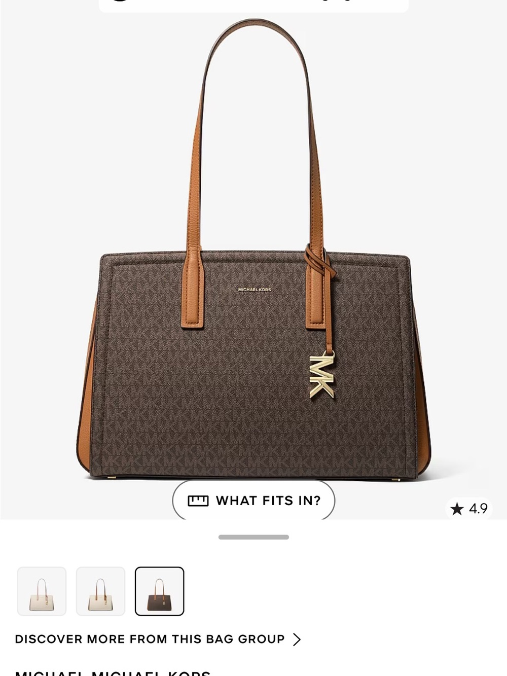 Michael Kors Brown Signature Tote with Tan Trim